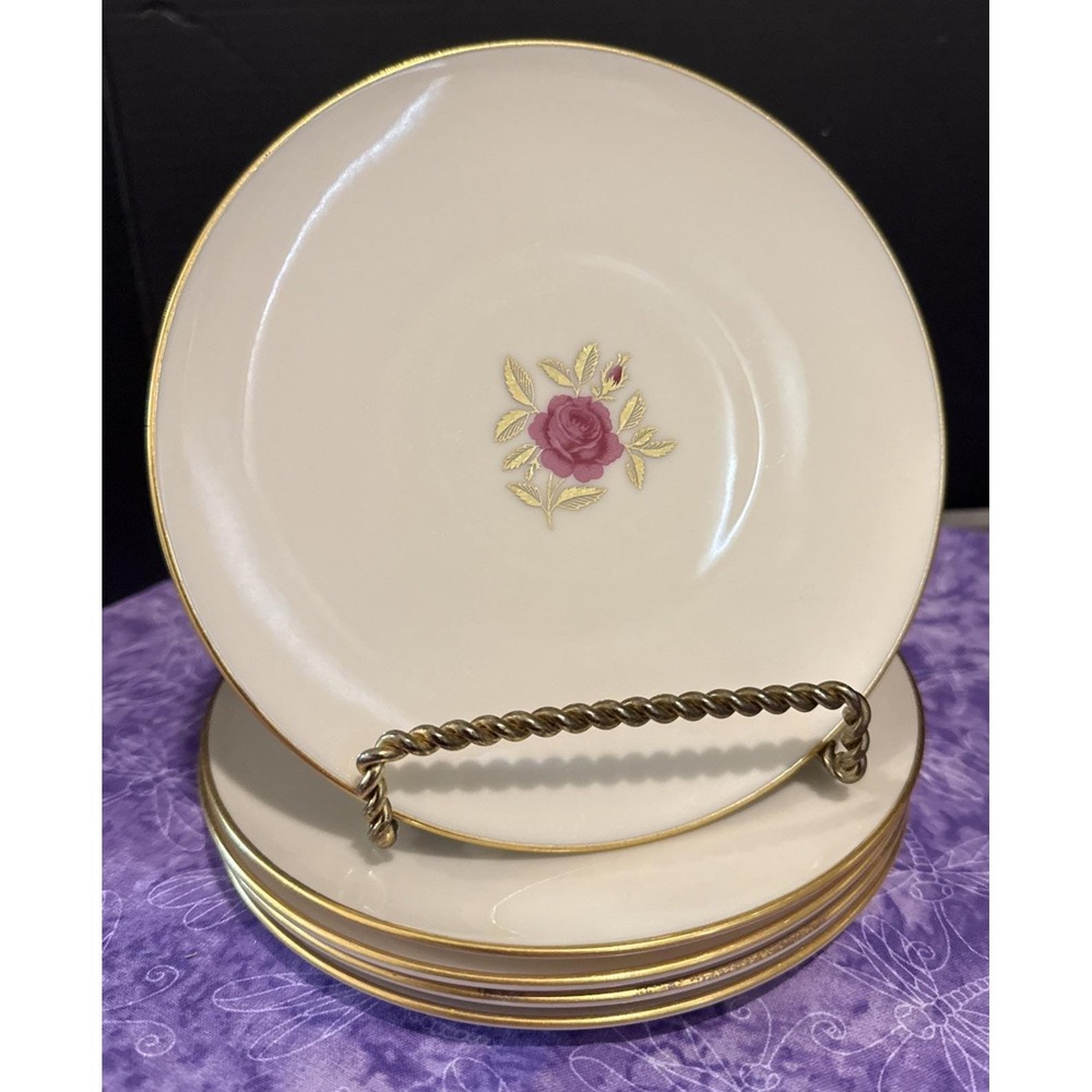 Lenox Roselyn Bread Butter Dessert Plates Plate Set Of 5 Pink Rose 6 Inch USA